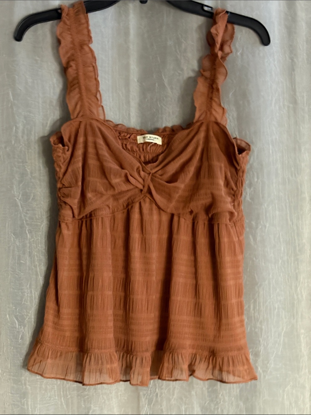 Max Studio Rust Brown Ruffled Strap Camisole